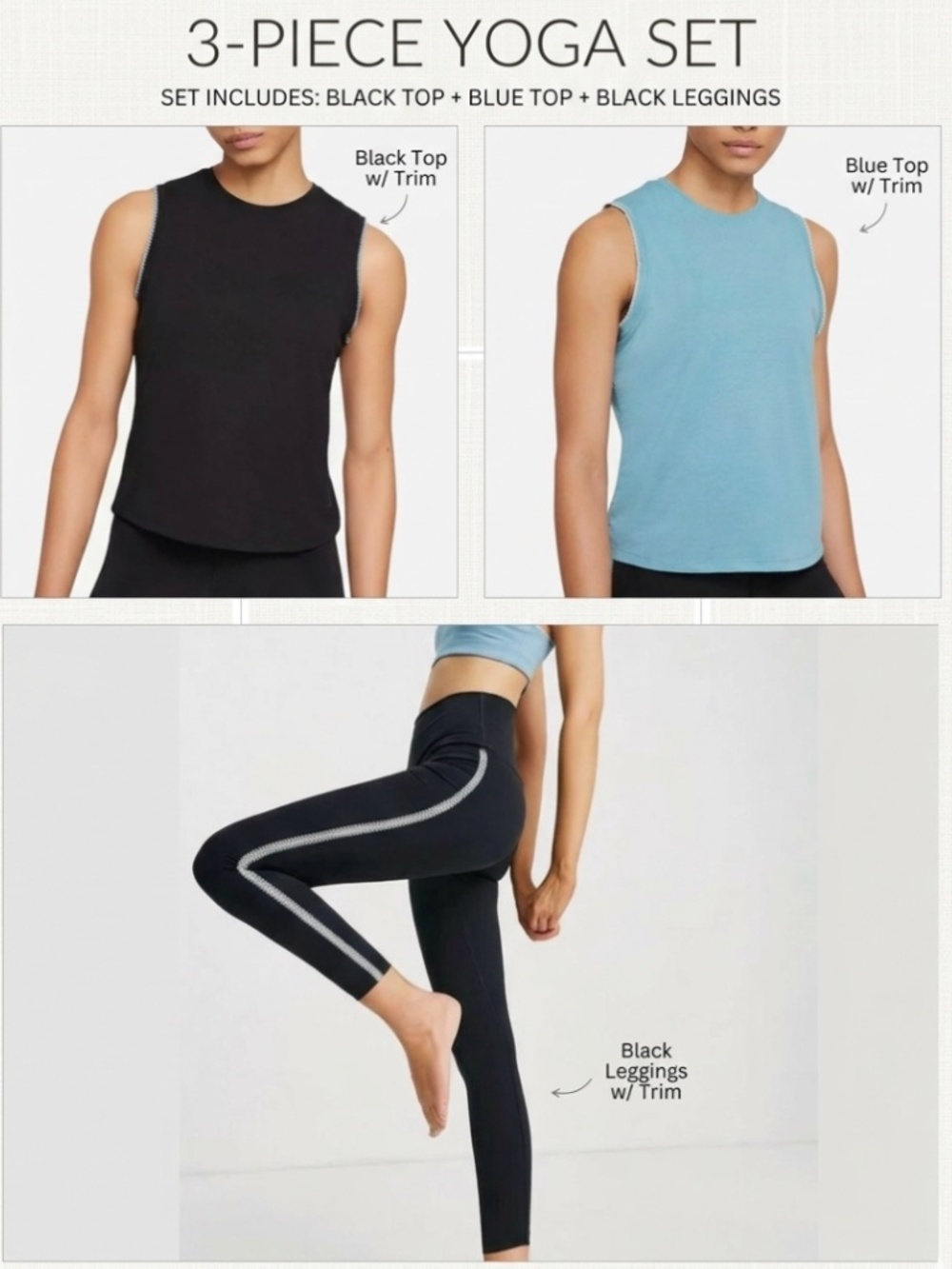 Nike Dri Fit Crochet Edge 7/8 Leggings & 2 Crochet Trim Tank Tops Bundle Size M